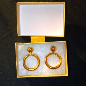 Gold dangle hoop earrings